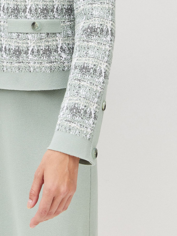 Шанель жакет трикотажный (св.зеленый/белый, 46)