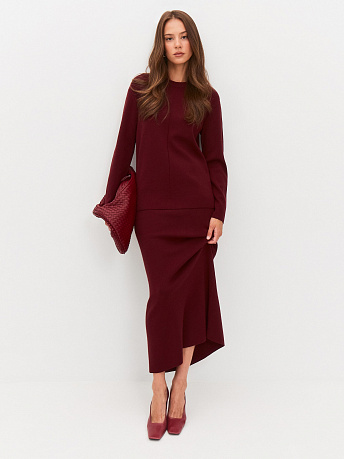 Юбка-миди из шерсти мериноса и вискозы Ненси