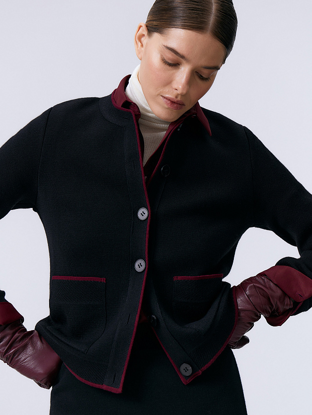 Сириус жакет трикотажный (черный/бордо, 46)