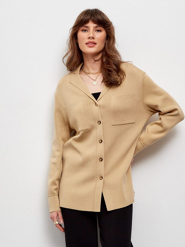 Тира кардиган трикотажный (светло-бежевый, 44-46)