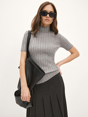 Водолазка из шерсти мериноса и вискозы с коротким рукавом Дайси