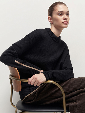 Джемпер из шерсти мериноса с акцентными полосками Кураж