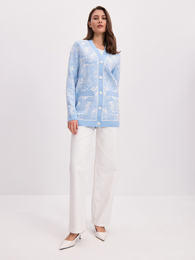 Сандро кардиган трикотажный (св.голубой/белый, 44-46)