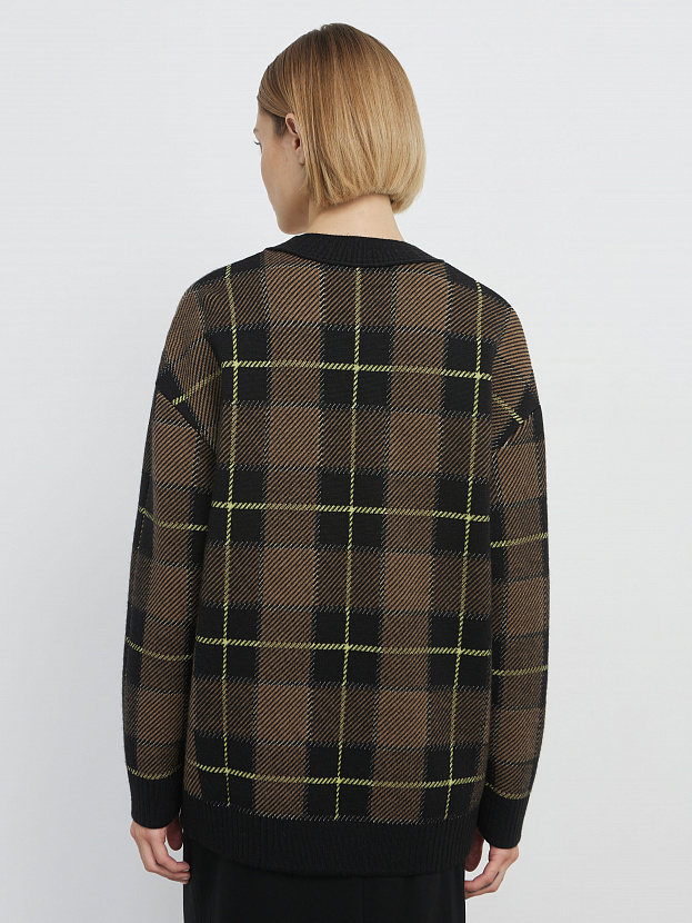 Горизонт кардиган трикотажный (черный/т.бежевый, 44-46)