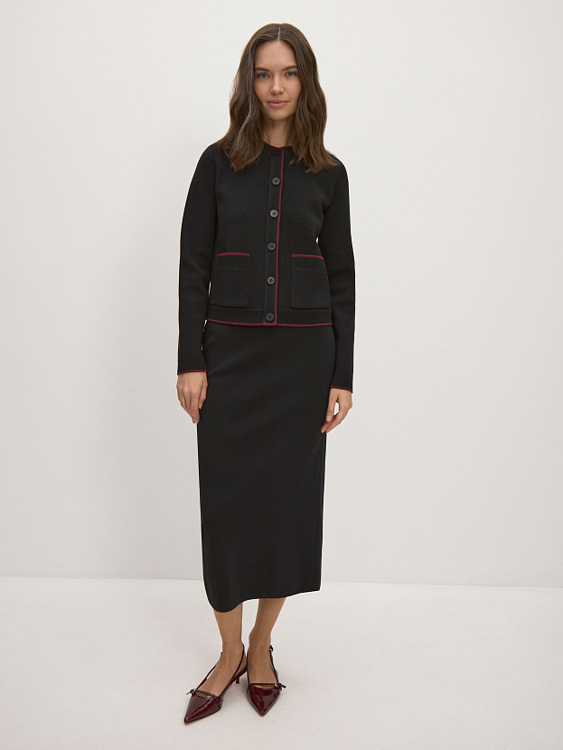 Сириус жакет трикотажный (черный/бордо, 46)