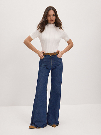 Водолазка из шерсти мериноса и вискозы с коротким рукавом Дайси