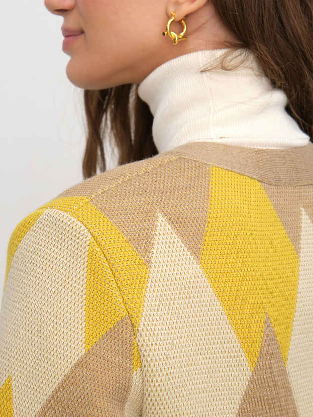 Скай жакет трикотажный (бежевый меланж/охра, 44-46)