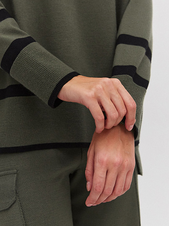 Джемпер из шерсти мериноса и вискозы с полосками Стрит