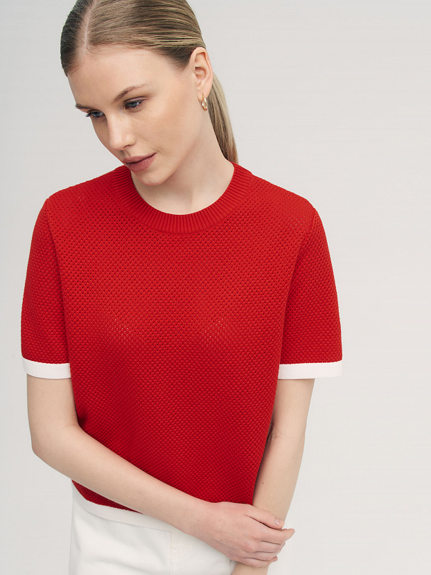 Элмонд джемпер (футболка) трикотажный (красный, 44-46)