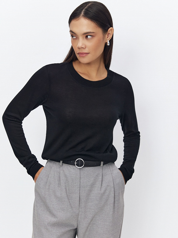 Петра джемпер (лонгслив) трикотажный (черный, 44-46)