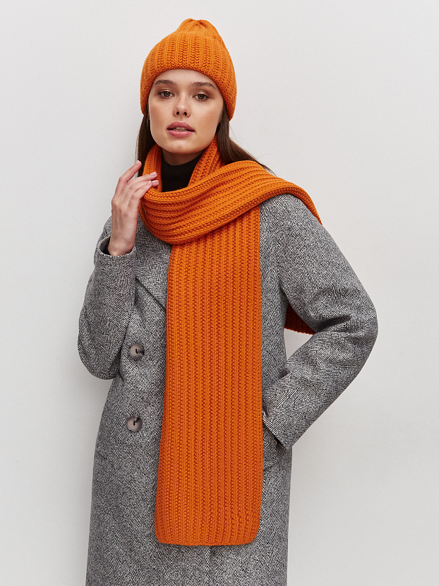 Черри комплект (шапка+ шарф) трикотажный (терракот, 56-58)