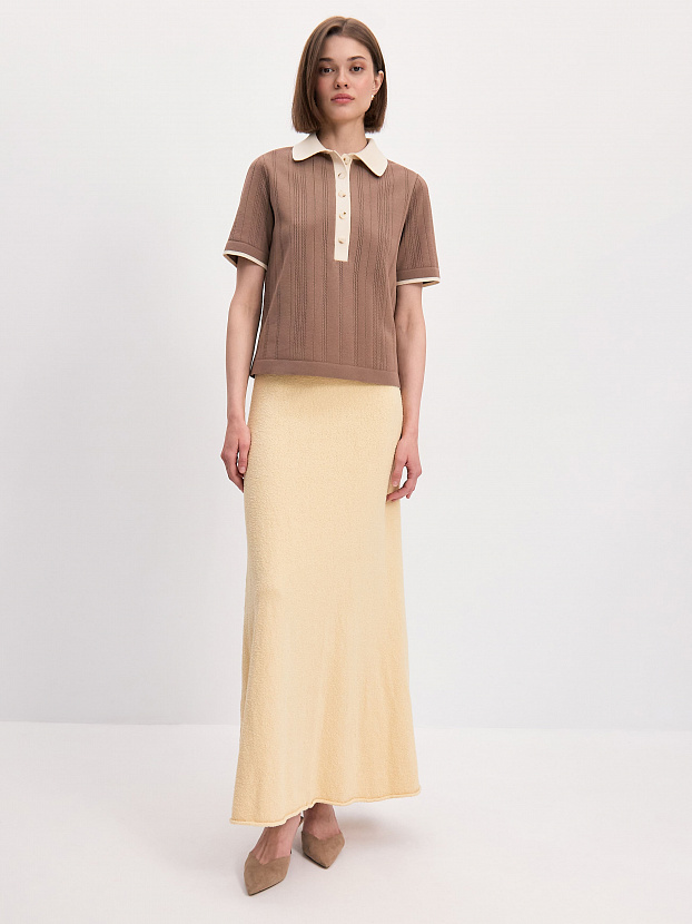 Либерти джемпер (поло) трикотажный (какао/кремовый, 44-46)