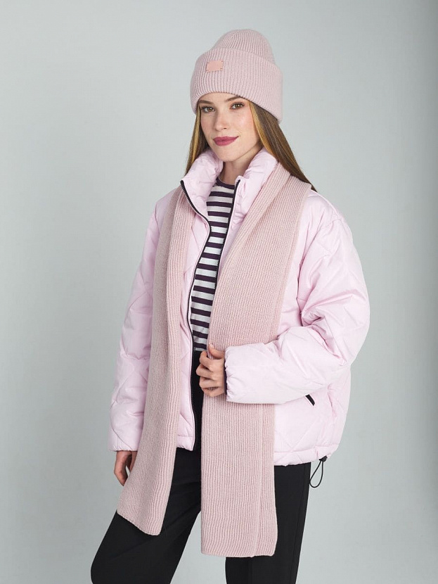 Спейс комплект (шапка+шарф) трикотажный (св.розовый, 56-58)