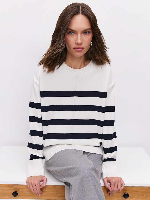 Астрид джемпер трикотажный (белый/т.синий, 44-46)