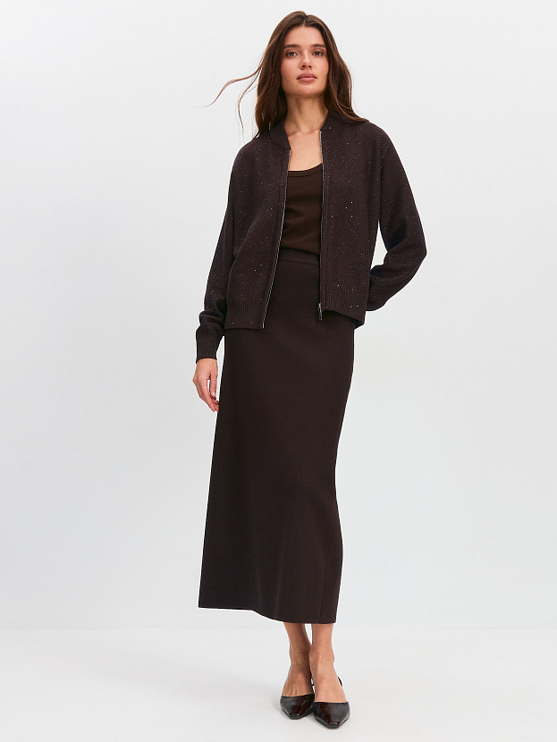 Рио кардиган (бомбер) трикотажный (т.коричневый, 44-46)