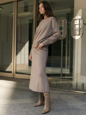 Юбка-миди из шерсти мериноса и вискозы Мисти