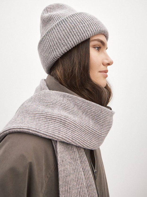 Бредли комплект (шапка+шарф) трикотажный (серо-розовый)