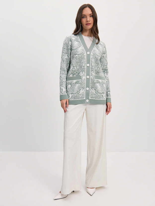 Сандро кардиган трикотажный (св.зеленый/белый, 44-46)