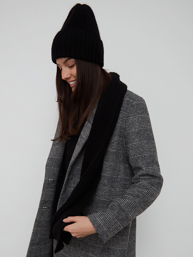 Нуга комплект (шапка+ шарф) трикотажный (черный)