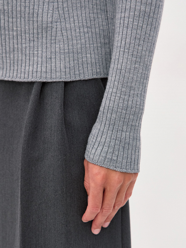 Инди водолазка трикотажная (серый меланж, 44-46)