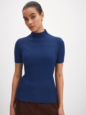 Водолазка из шерсти мериноса и вискозы с коротким рукавом Дайси