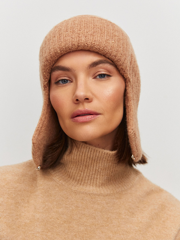 Онтарио шапка-ушанка трикотажная (кофейный, 56-58)