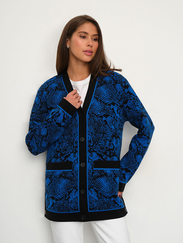 Сандро кардиган трикотажный (черный/ультрамарин, 44-46)