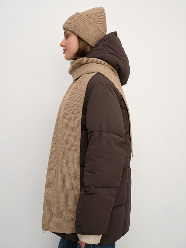 Спейс комплект (шапка+шарф) трикотажный (бежевый, 56-58)