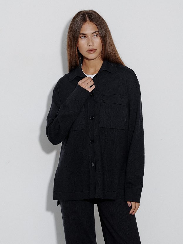 Джемми костюм ( рубашка+брюки ) трикотажный (черный, 40-42/164-170)