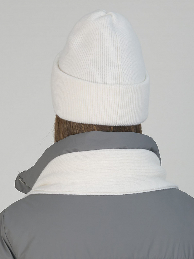 Квартет комплект (шапка+шарф) трикотажный (белый, 56-58)