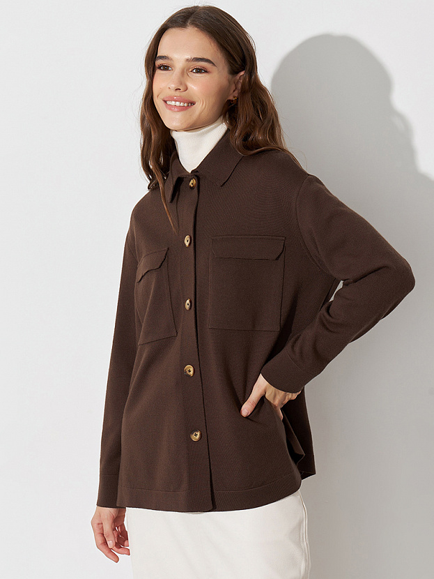 Джем кардиган (рубашка) трикотажный (т.коричневый, 44-46)