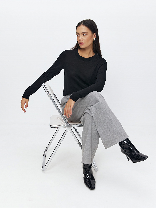 Петра джемпер (лонгслив) трикотажный (черный, 44-46)