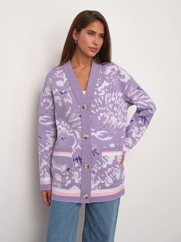 Гарда кардиган трикотажный (лаванда/белый, 44-46)