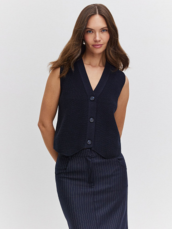 Однобортный жилет с хлопком и вискозой Вита