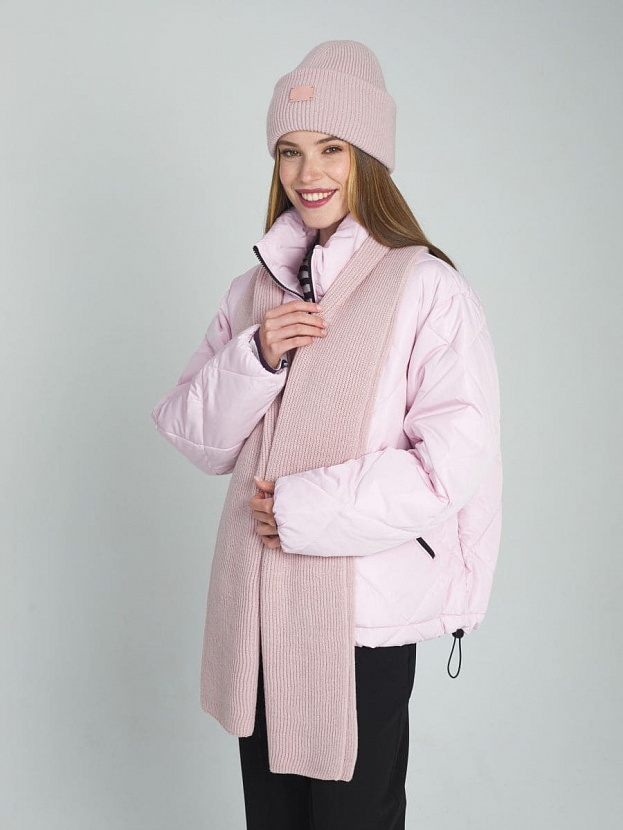 Спейс комплект (шапка+шарф) трикотажный (св.розовый, 56-58)