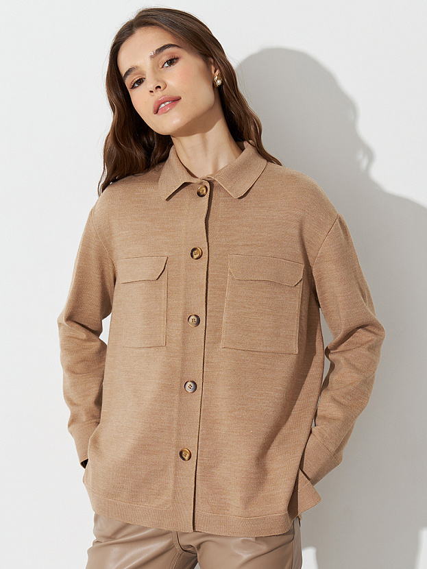 Джем кардиган (рубашка) трикотажный (бежевый, 44-46)