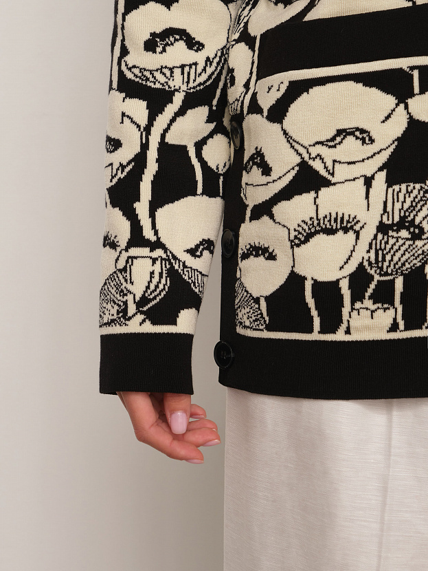 Сандро кардиган трикотажный (черный/кремовый, 44-46)