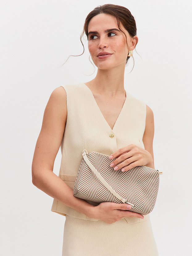 Сумка с косметичкой 2025-Е02 (кремовый/какао)