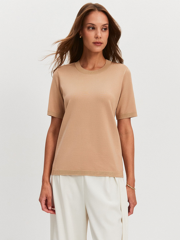 Адель джемпер (футболка) трикотажный (бежевый, 44-46)