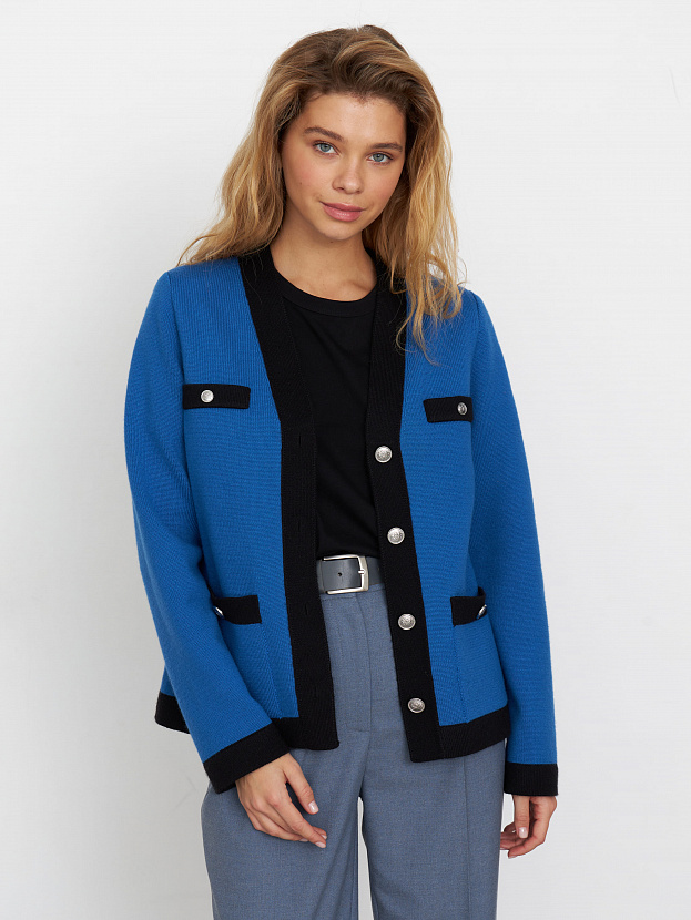 Гамма кардиган трикотажный (ярко-синий/черный, 44-46)