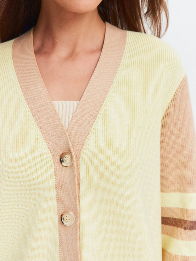 Родос кардиган трикотажный (бледно-желтый/какао, 44-46)