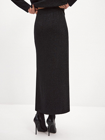 Юбка из шерсти мериноса с вискозой и люрексом Рене