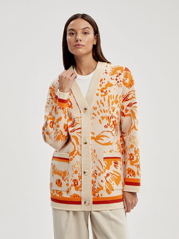 Гарда кардиган трикотажный (кремовый/оранжевый, 44-46)