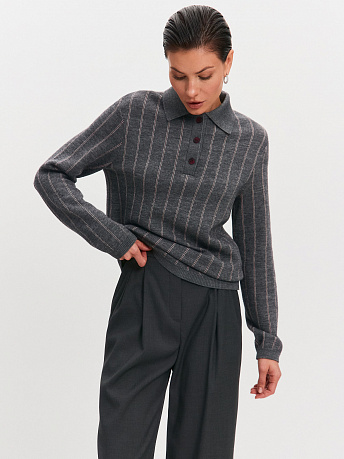 Поло с длинным рукавом из шерсти мериноса Генри