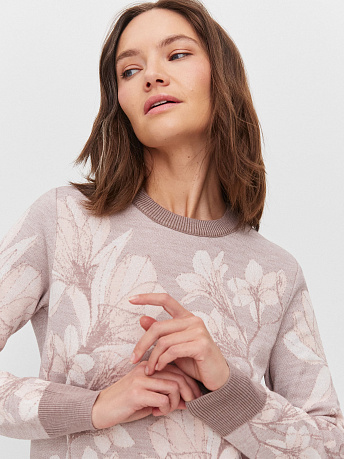 Джемпер из шерсти мериноса с цветочным принтом Лилу