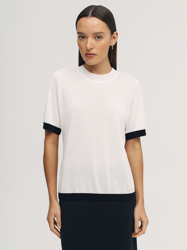 Адель джемпер (футболка) трикотажный (белый/черный, 44-46)