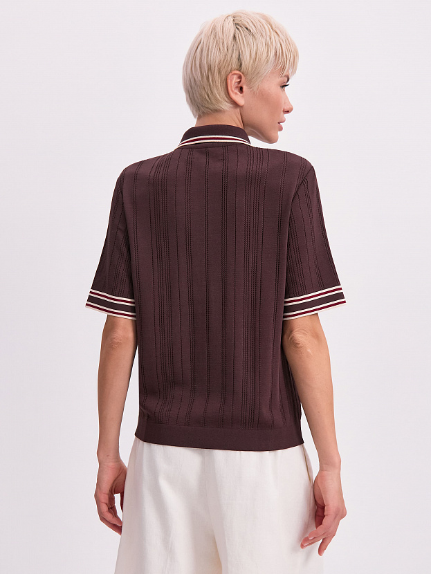 Льюис джемпер (поло) трикотажный (т.коричневый/кремовый, 44-46)