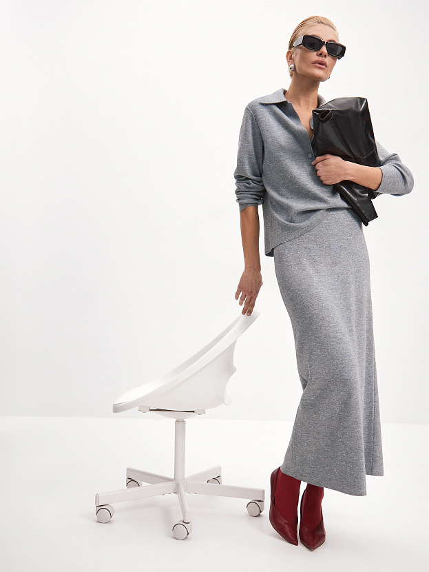 Логан джемпер(поло) трикотажный (серо-голубой, 44-46)