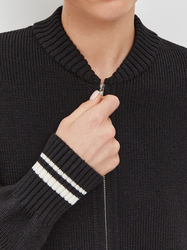 Эльба джемпер (бомбер) трикотажный (черный/белый, 44-46)