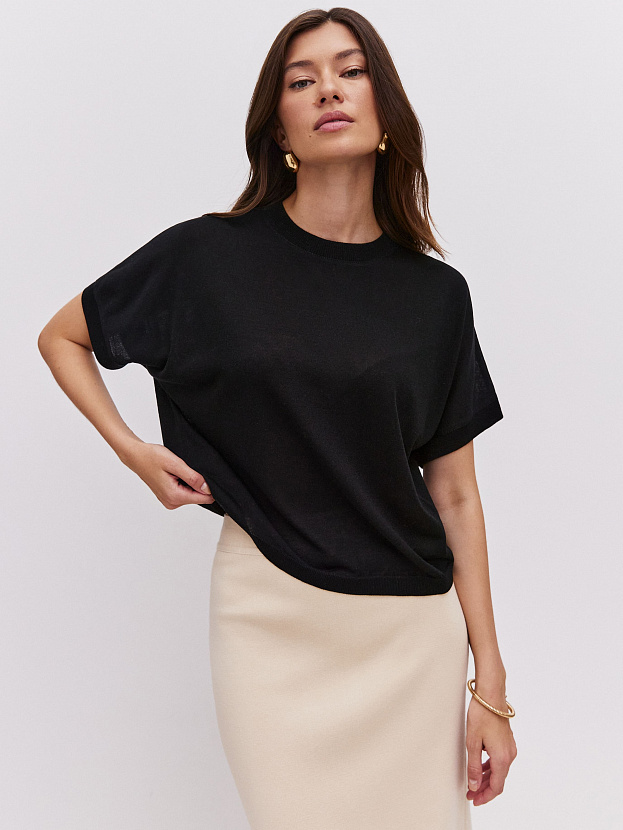 Мика джемпер (футболка) трикотажный (черный, One size (44-52))